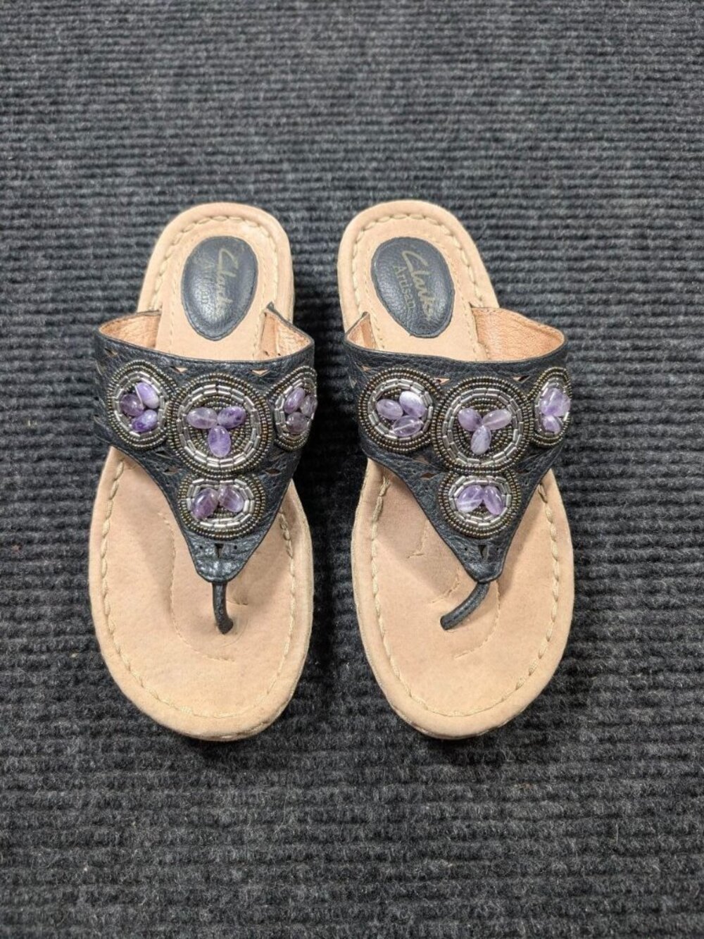 Clarks Women's Black and Purple Sandals